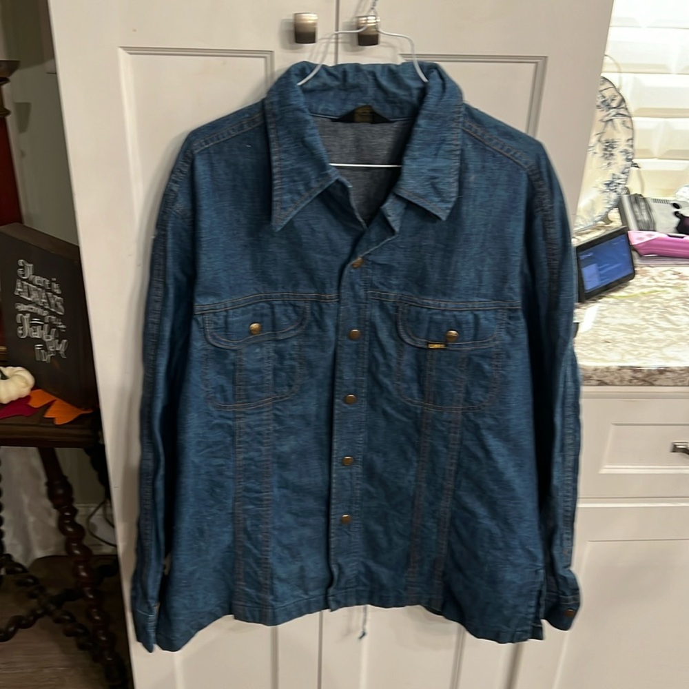 Denim LEE large regular nice blue jean jacket longer with split sides